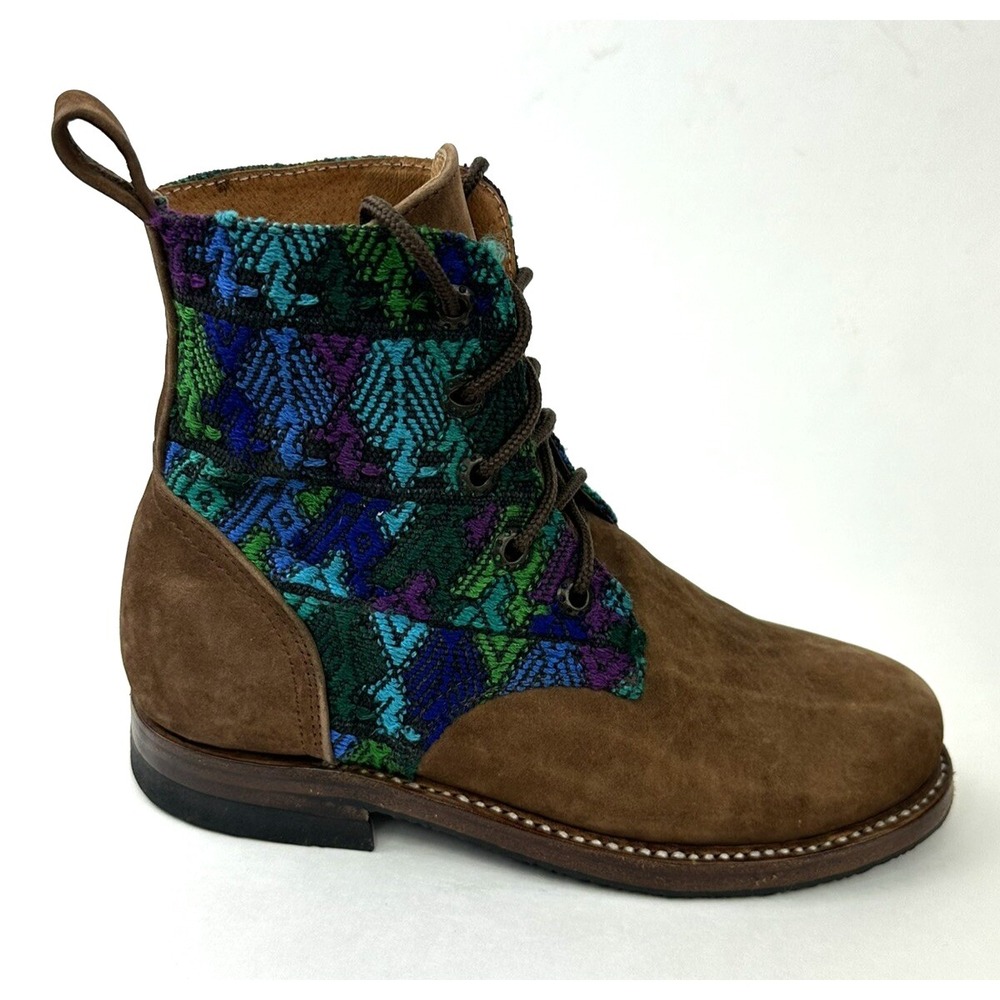 Hunac Orlite Western Boots Womens 36 US 5.5 Leather and Colorful Fabric
